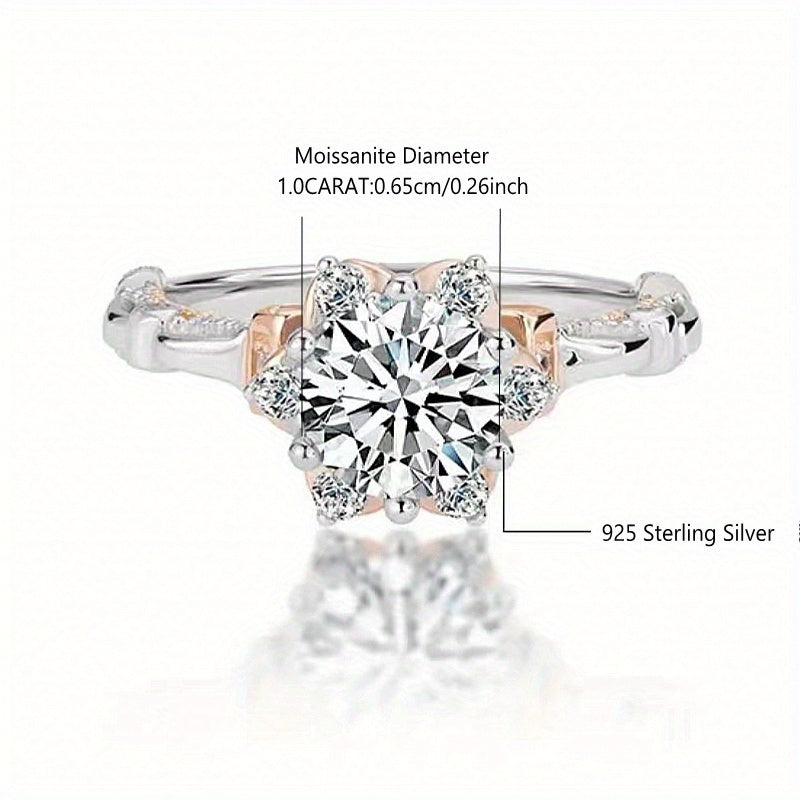 S925 Sterling Silveryy 1 Carat Moissanite Diamond Ring Fashionable Men'S Pinky Ring Women'S Couple Design High-end Luxury Men'S Gift For Girlfriend Proposal Engagement Wedding Elegant Daily Wear For Mother Jewelry Gift With G