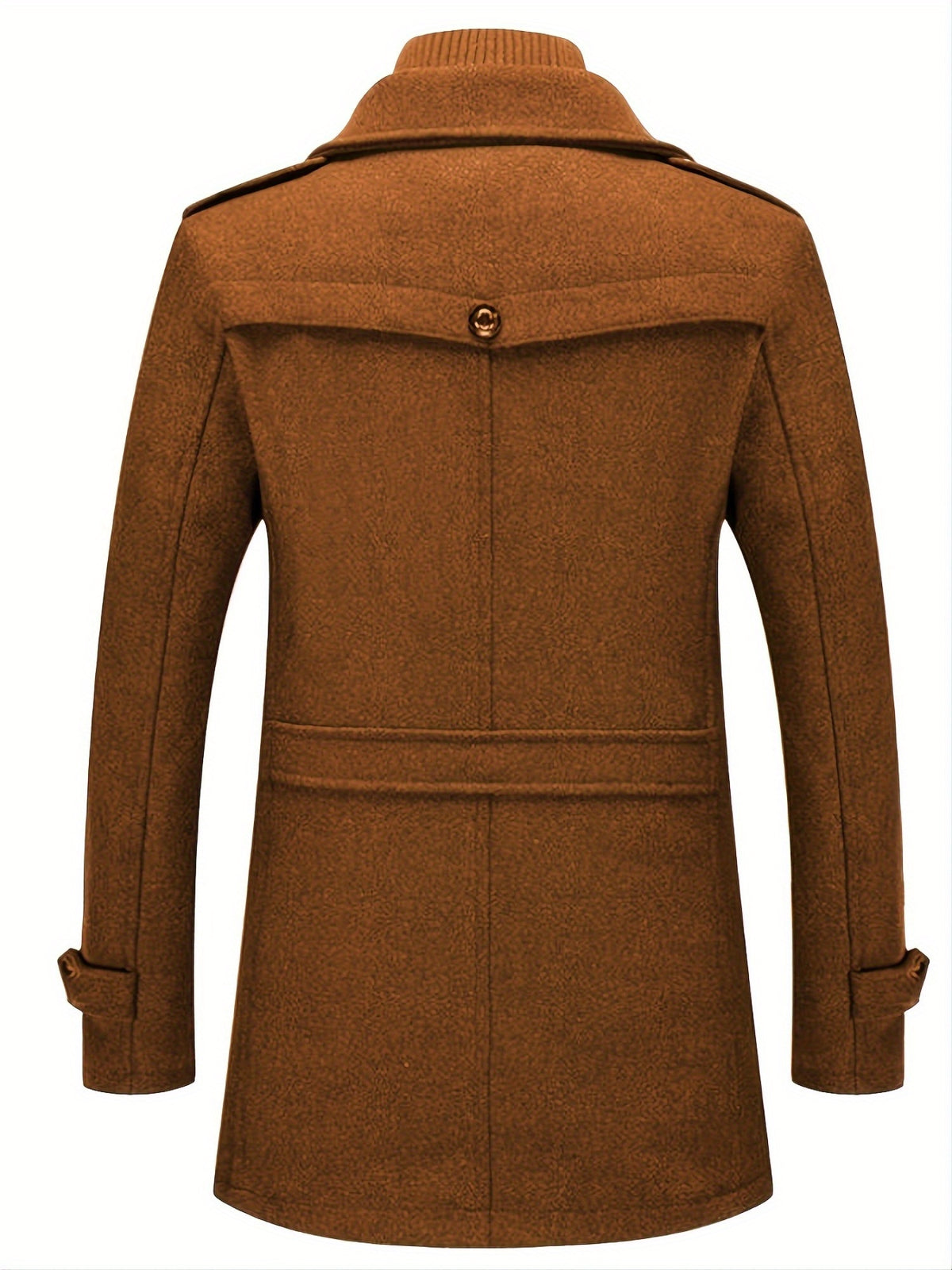 Men's Business Coat - Double Mid-Length Jacket with Collar & Single-Breasted Button Front, Warm Winter Coat Suitable for Office, Casual Wear - Solid Color Wool Jacket