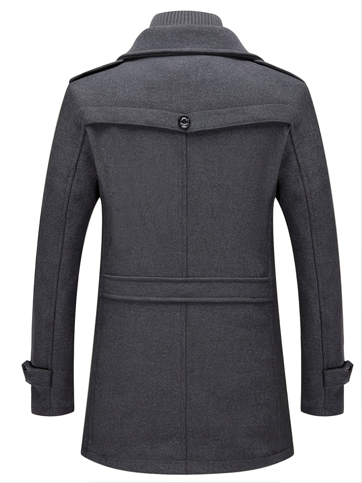 Men's Business Coat - Double Mid-Length Jacket with Collar & Single-Breasted Button Front, Warm Winter Coat Suitable for Office, Casual Wear - Solid Color Wool Jacket