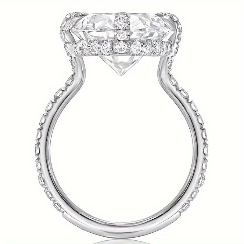 5 CT Oval Moissanite Engagement Rings for Women Handmade Wedding Bridal Ring Set Pave Compass Setting Silvery 18K Gold Plated electroplated Anniversary Promise Gifts for Her