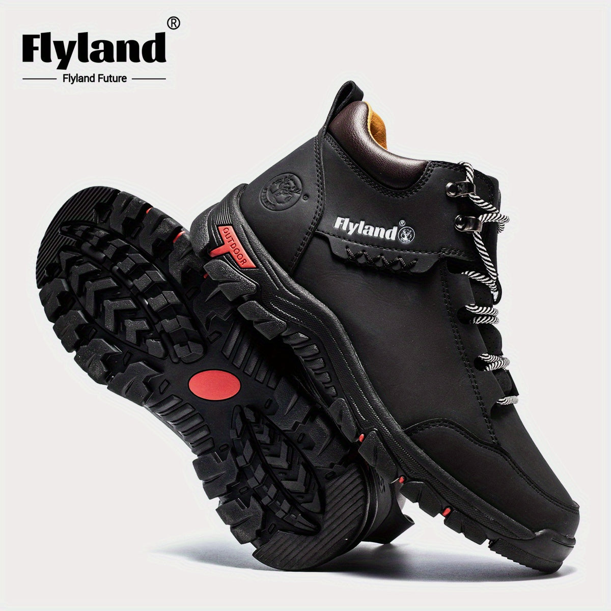 FLYLAND Men's Genuine Leather Handmade Chukka Boots, Full-Grain Top-Grain Cowhide British Style Ankle Boots, Lace-Up Round Toe Durable Rubber Sole & PU Insole, All-Season for Casual Work & Vacation, Brown