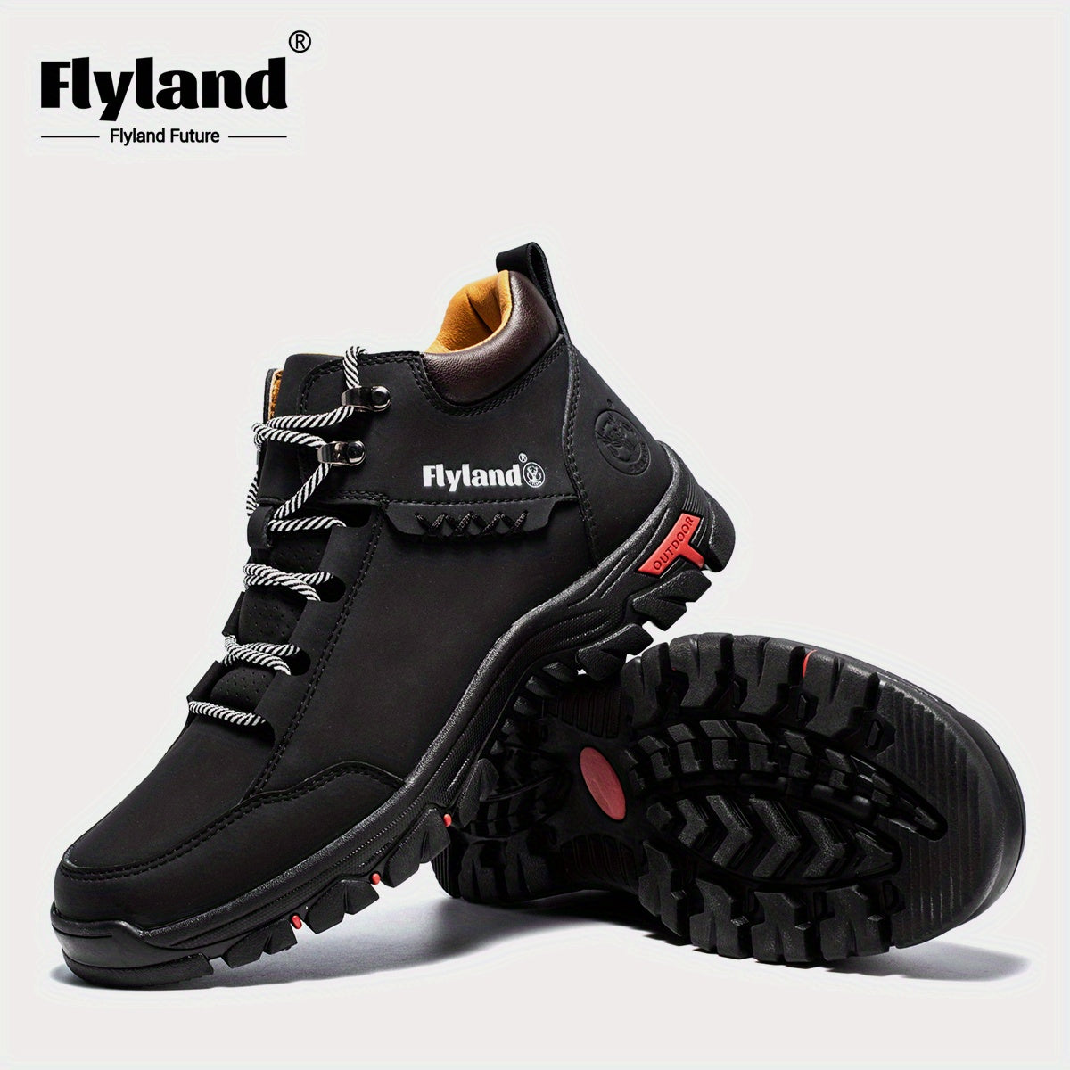 FLYLAND Men's Genuine Leather Handmade Chukka Boots, Full-Grain Top-Grain Cowhide British Style Ankle Boots, Lace-Up Round Toe Durable Rubber Sole & PU Insole, All-Season for Casual Work & Vacation, Brown