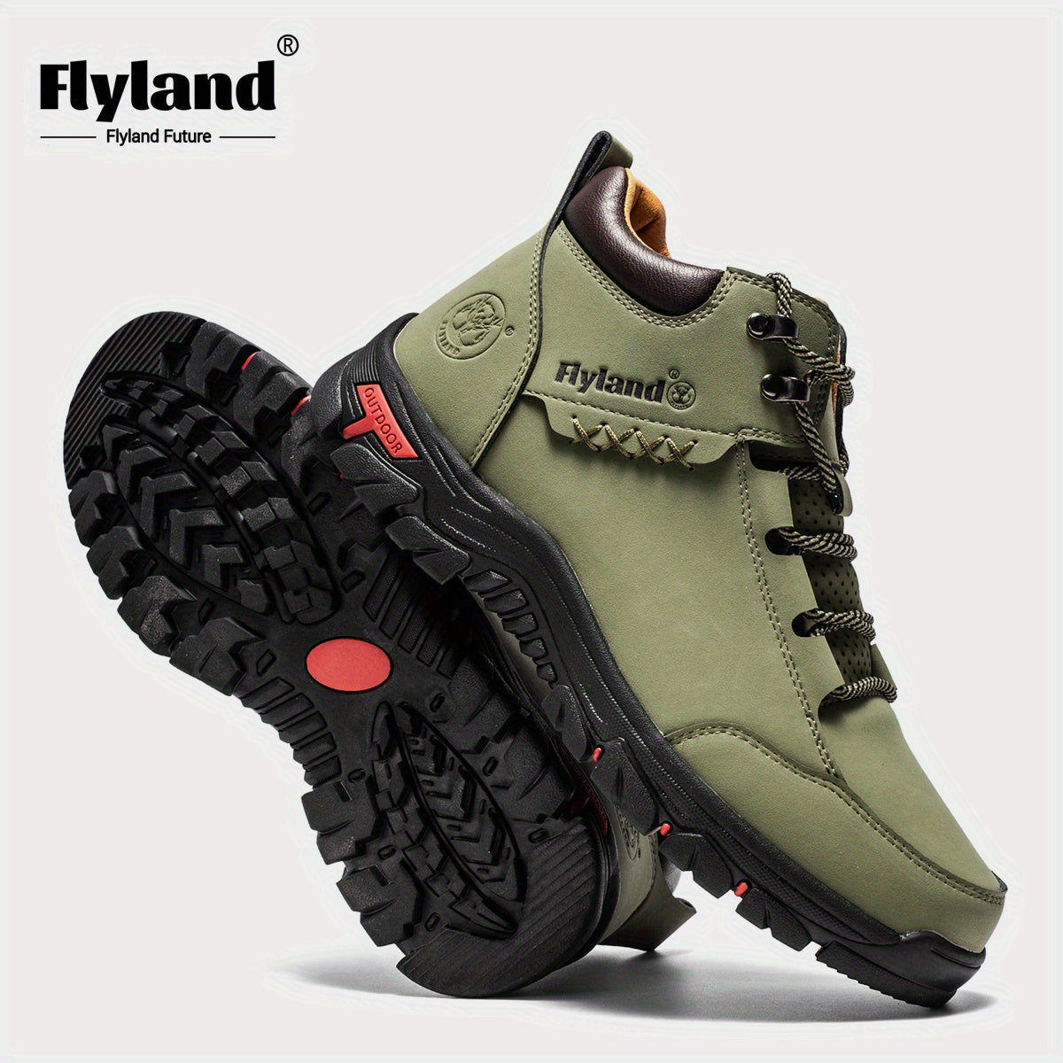 FLYLAND Men's Genuine Leather Handmade Chukka Boots, Full-Grain Top-Grain Cowhide British Style Ankle Boots, Lace-Up Round Toe Durable Rubber Sole & PU Insole, All-Season for Casual Work & Vacation, Brown