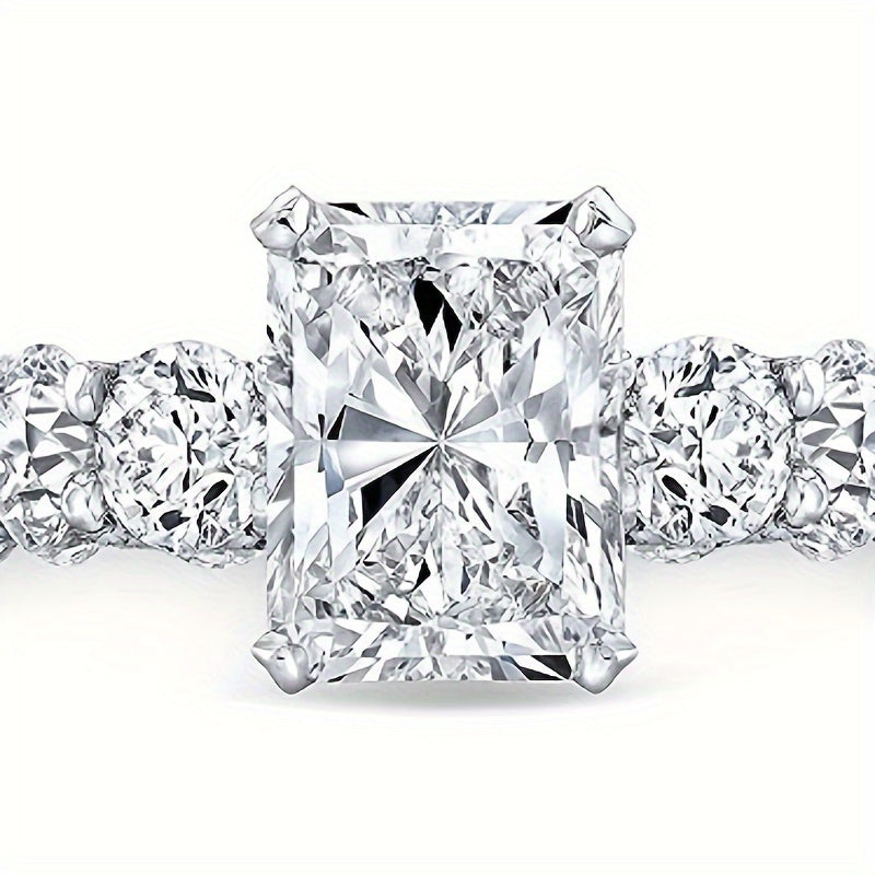 1pc 5CT radiant Chelmosanite engagement rings, wedding rings, halo rings, vintage vintage anniversary Promise bridal rings
