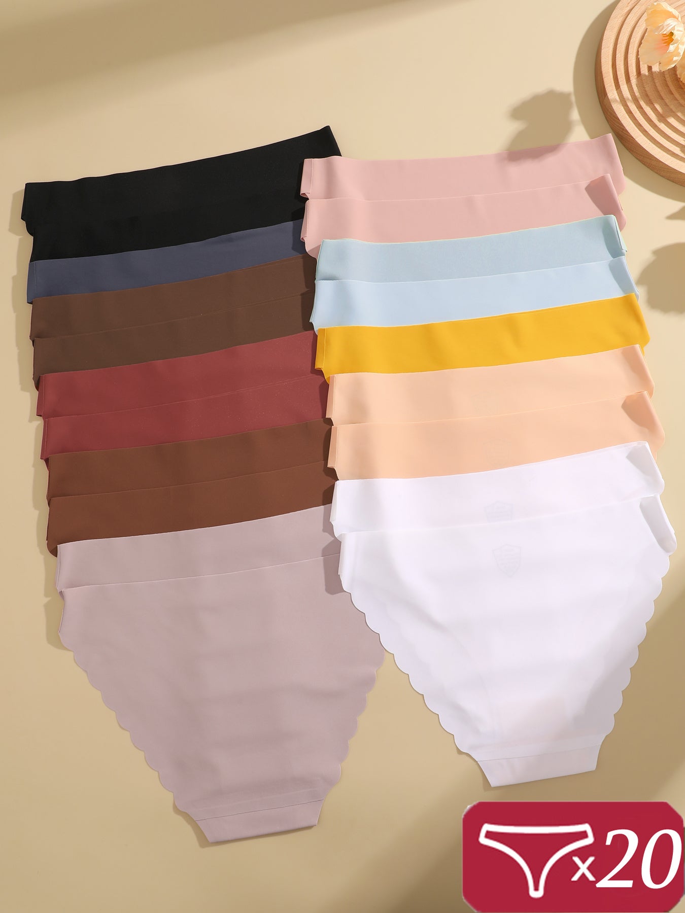 20pcs Soild Color Panties Panties Sexy Seamless and Traceless Underwear Solid Color Lingerie