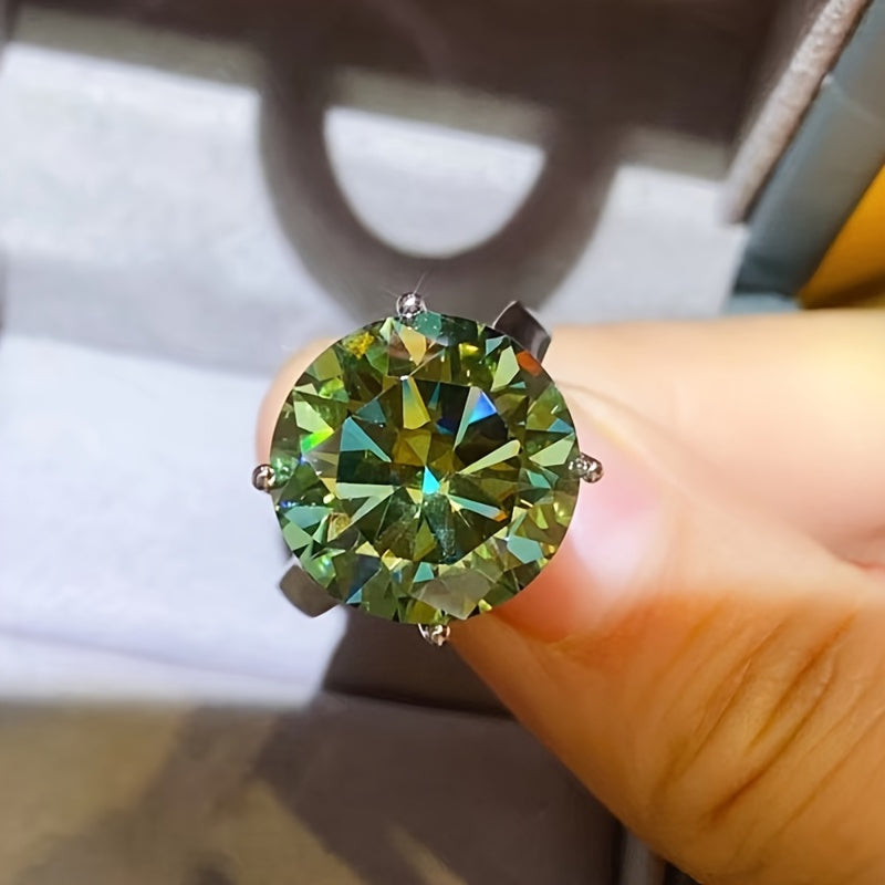 1pc 5Ct Round Moissanite S925 Silver Ring Suitable for a Proposal Anniversary Birthday Gift Romantic Proposal Ring for Her Gift 18K Gold Plated