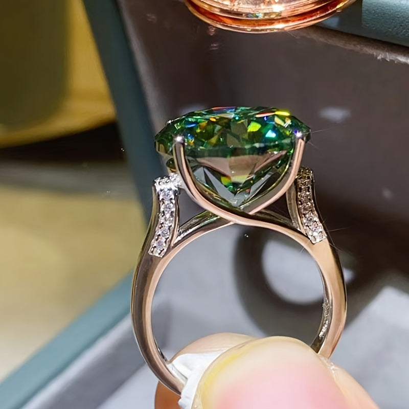 1pc 5Ct Round Moissanite S925 Silver Ring Suitable for a Proposal Anniversary Birthday Gift Romantic Proposal Ring for Her Gift 18K Gold Plated