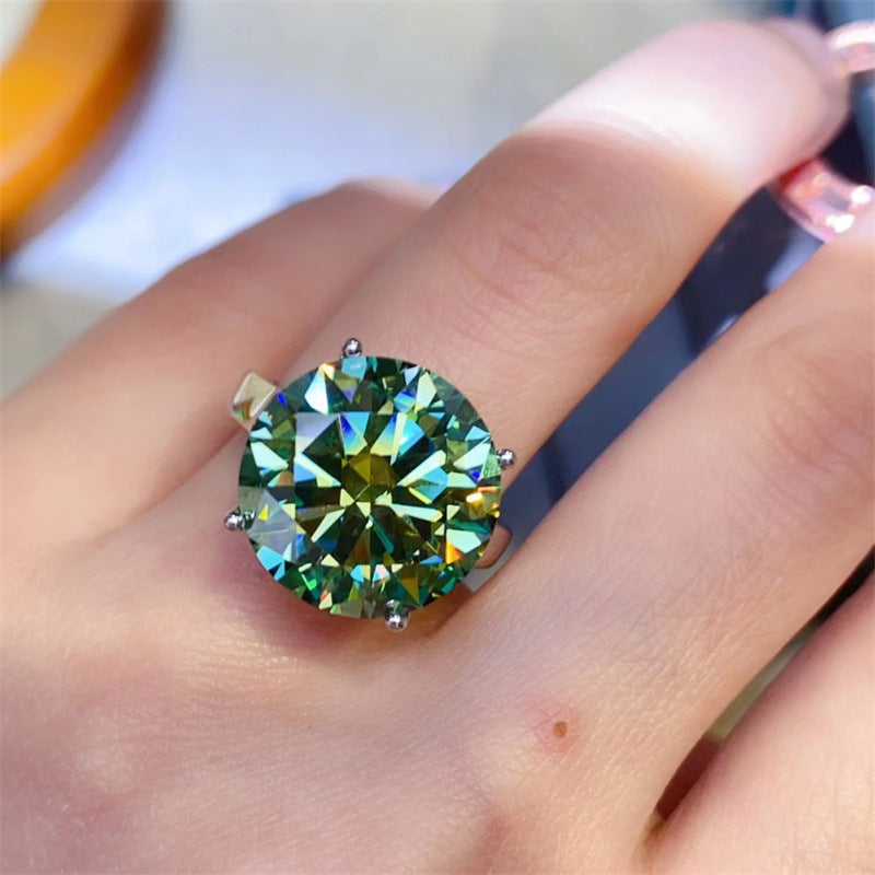 1pc 5Ct Round Moissanite S925 Silver Ring Suitable for a Proposal Anniversary Birthday Gift Romantic Proposal Ring for Her Gift 18K Gold Plated