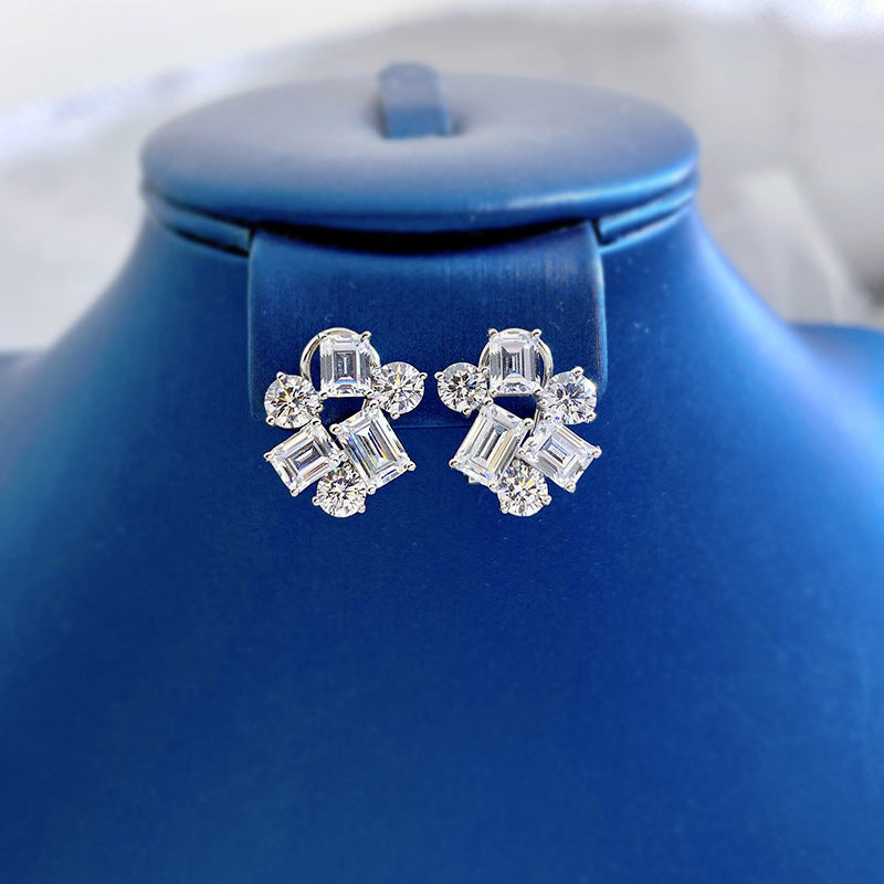 Halloween Gift Special-shaped Earrings For Women 925 Silver 5A Imported High Carbon Stone Fresh Splicing Cluster Earrings Earrings Personality Fashion Suitable For Daily Wear Gifts