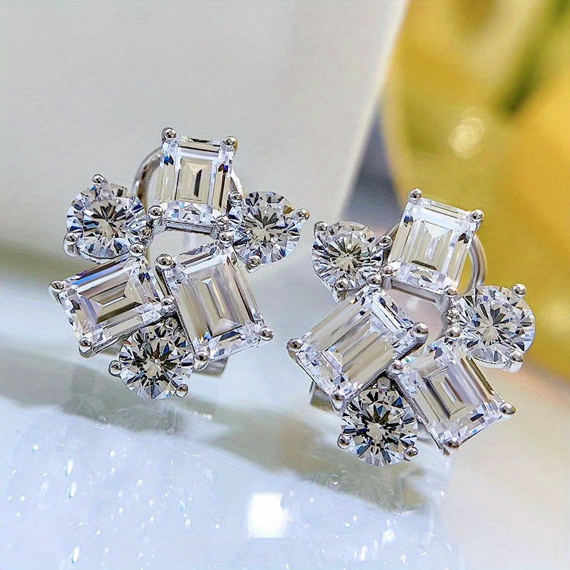 Halloween Gift Special-shaped Earrings For Women 925 Silver 5A Imported High Carbon Stone Fresh Splicing Cluster Earrings Earrings Personality Fashion Suitable For Daily Wear Gifts