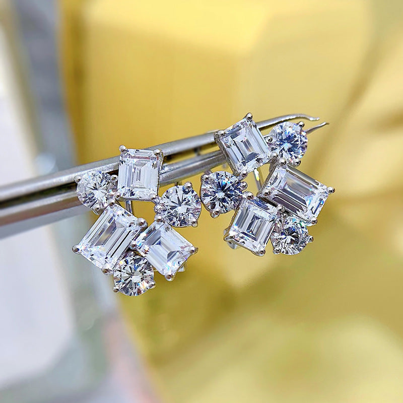 Halloween Gift Special-shaped Earrings For Women 925 Silver 5A Imported High Carbon Stone Fresh Splicing Cluster Earrings Earrings Personality Fashion Suitable For Daily Wear Gifts