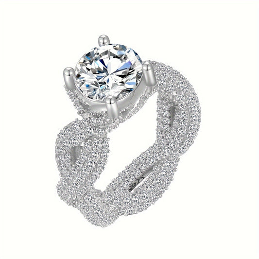 1pc Retro S925 Sterling Silver Ring 5 Carat Lab Moissanite Mixed Ring Wedding Anniversary Gift