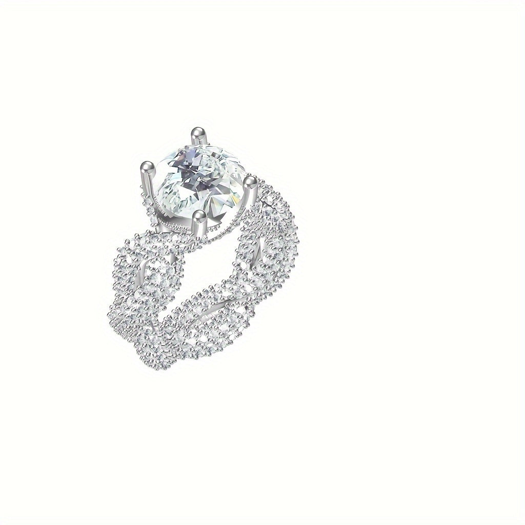 1pc Retro S925 Sterling Silver Ring 5 Carat Lab Moissanite Mixed Ring Wedding Anniversary Gift