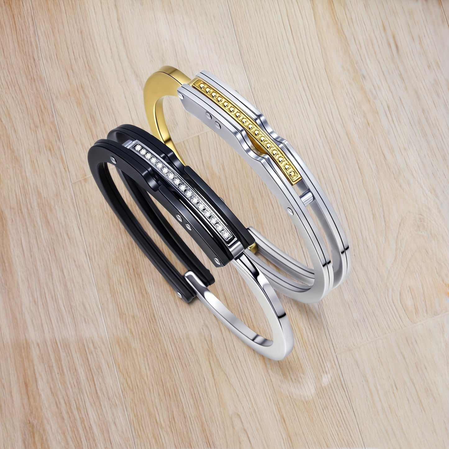 Couples Bracelet Stainless Steel Cuff Bracelet Love Matching Bracelets Gift For Girlfriend Boyfriend Men Women Valentine'S Day, Without Battery