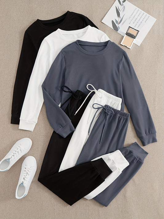 6pcs Set • Solid-color Women's Long-sleeve and Long-pants • Made of Velvet Fabric