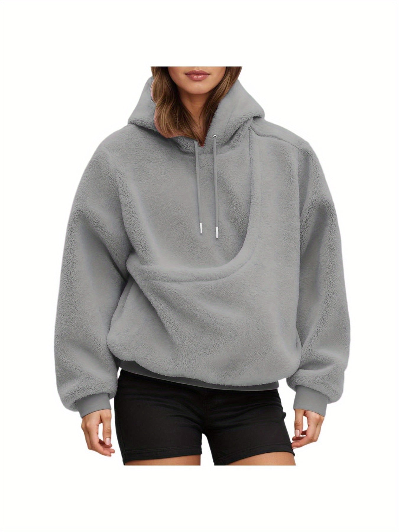 Women'S Oversized Hooded Sweatshirt with Front Pocket & Carry Pouch for Small Dogs/Cats - Cozy Fall Winter Pullover, Soft Casual Pet-Friendly Sweater, Adjustable Drawstring Hood, Spacious Pocket, Stylish Casual Attire for Dog