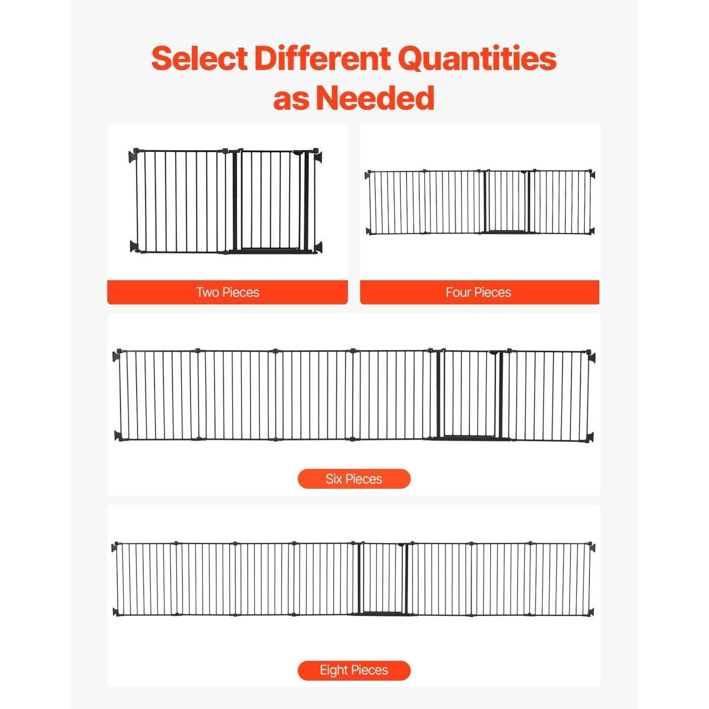 VEVOR Gate 192 Inch Extra Wide 28 Inch High 8-Panel Foldable Dog Gate White/Black