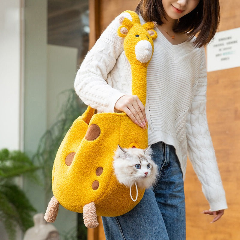 -like Giraffe & Small Dog Backpack Carrier - Warm Winter Pet Coat Jacket for Cats & Small Dogs, Zippered Vest with Giraffe Humps, Cozy Outdoor Costume for, Shopping, Walks (Suitable for Small & Large Breeds)