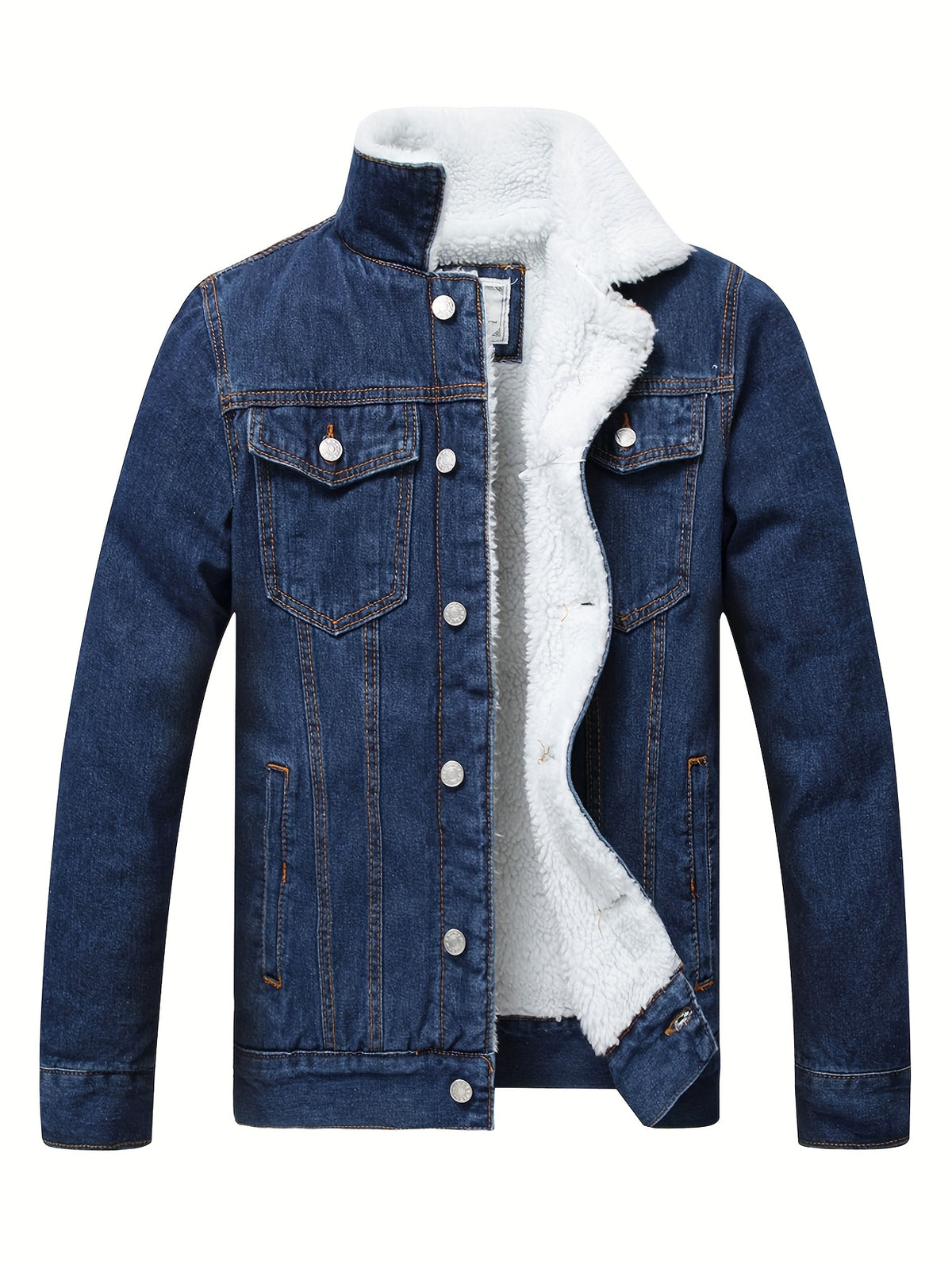 Men'S Fleece Lined Denim Jacket, Sherpa Lined Trucker Jean Coat For Cold Weather