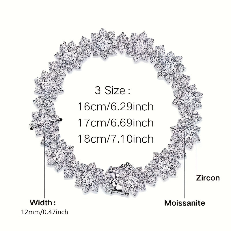 Luxurious 925 Sterling Silvery Moissanite Tennis Bracelet, December Birthstone, Synthetic Gemstone, Perfect for Casual Attire & Gifting, All-Season Fashion Accessory