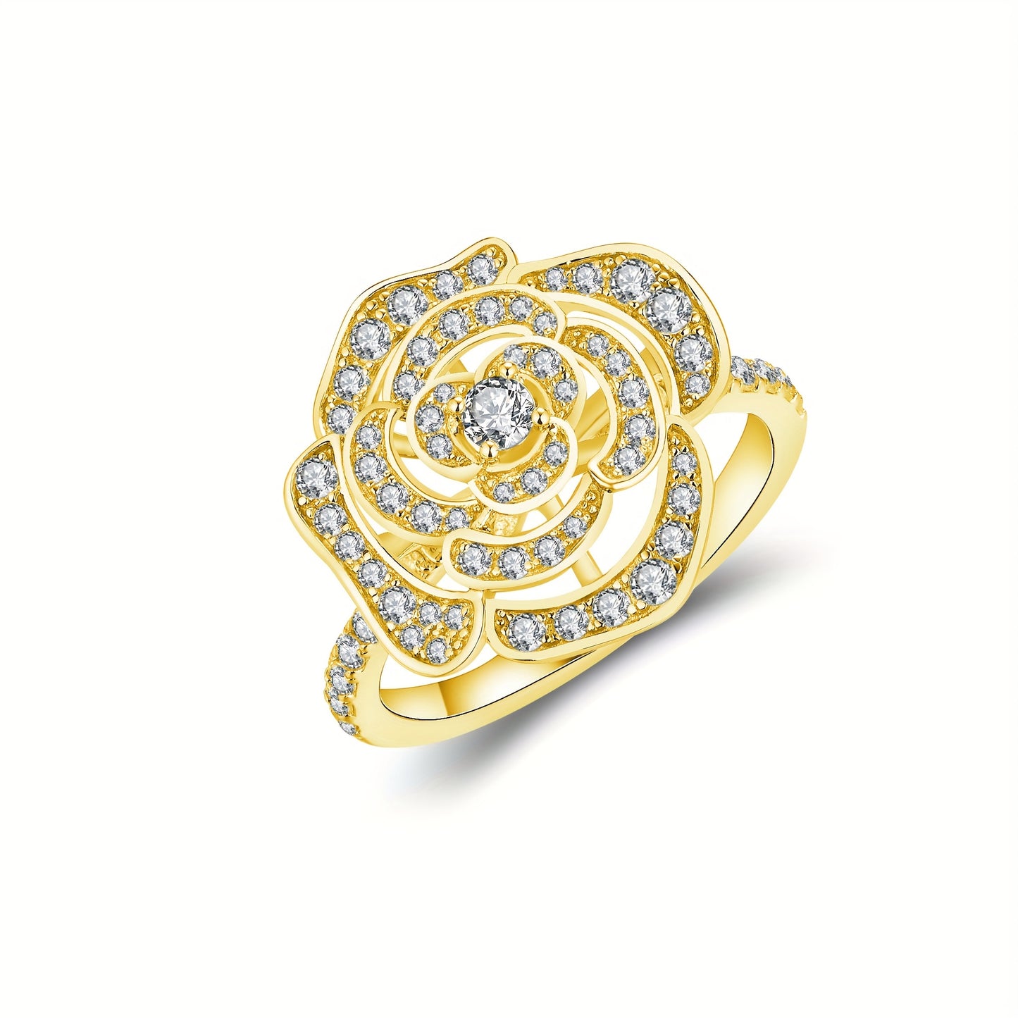[3-Carat Moissanite Rose Ring] 3-Carat Moissanite S925 Silver Rose Ring | Layered Petal Design Wedding Band | Gift for Girlfriend, Jewelry Piece