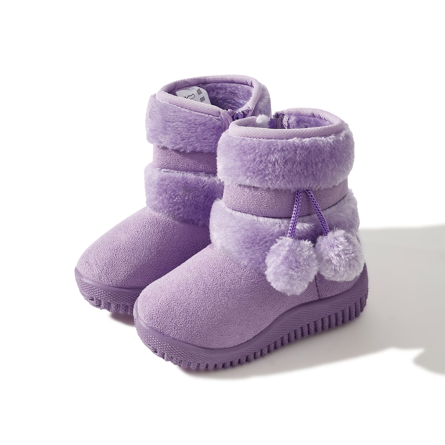 [Kids' Snow Boots] New Kids' Snow Boots, Boys and Girls PlushBall Soft Sole Warm Fleece-Lined Thickened Shoes, Cute Comfortable Zipper Design