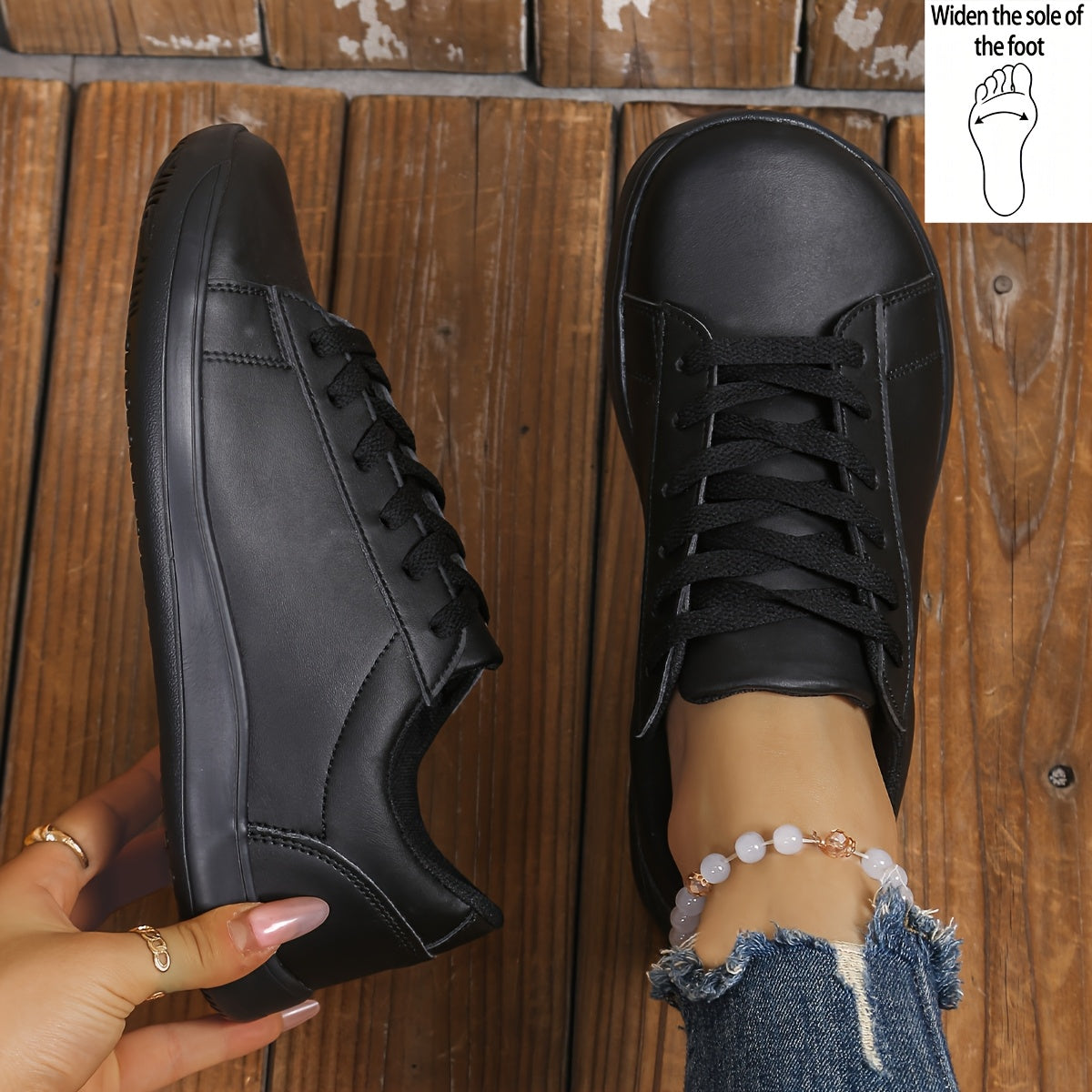 [Casual Sneakers] Four Seasons New Fashion Minimalist Women's Casual Sneakers With Front Lace-Up, Extra Wide And Comfortable Large Size Barefoot Shoes, Women Shoes