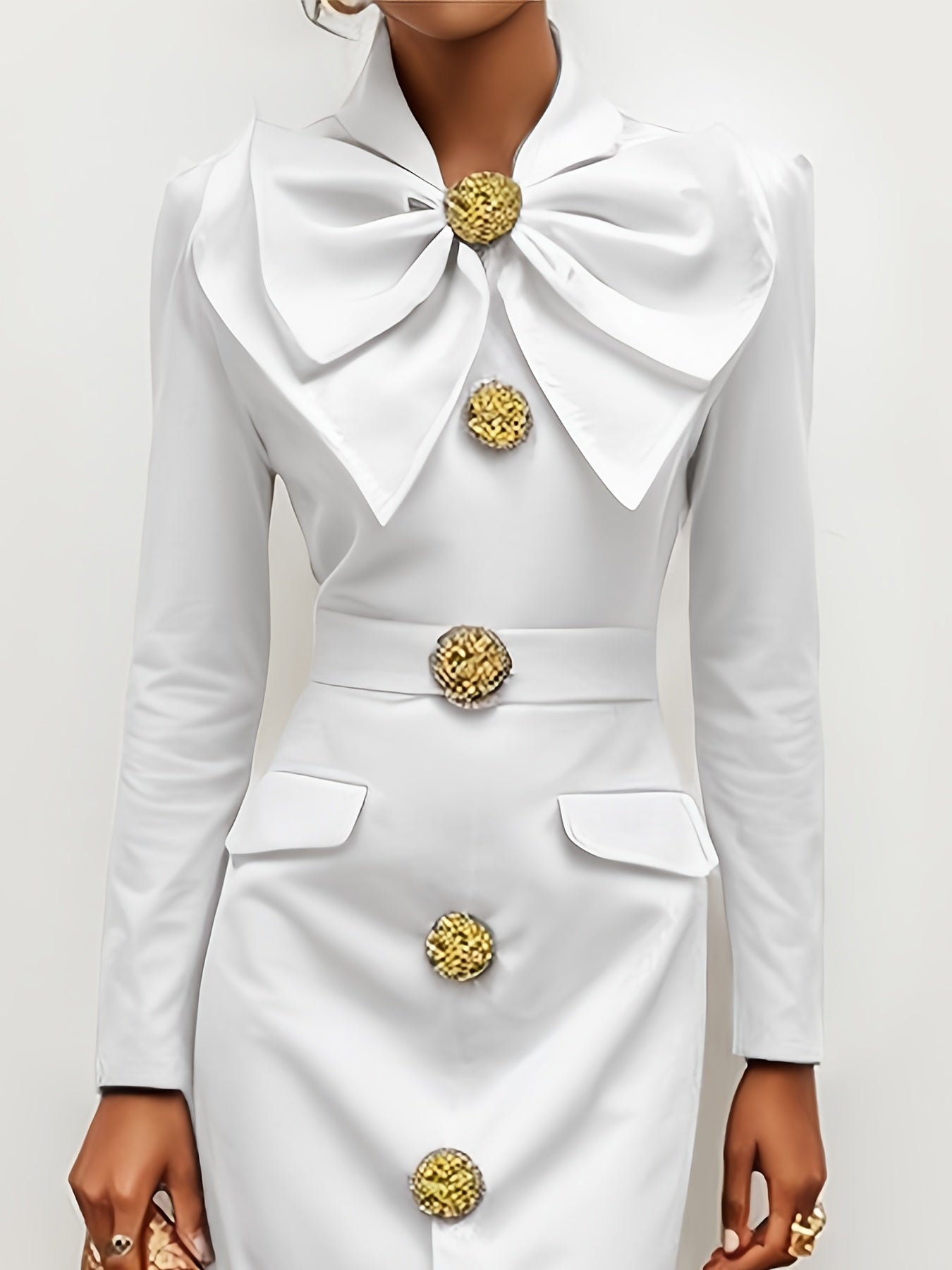 Women'S Elegant Formal Evening gown - Long Sleeve Party dress with Button Front, Slim Fit Ankle-Length Formal event, Wedding, Gala - Elegant Evening Attire for Women, Wedding Guest Outfit, Sophisticated Design, Highquality Fi
