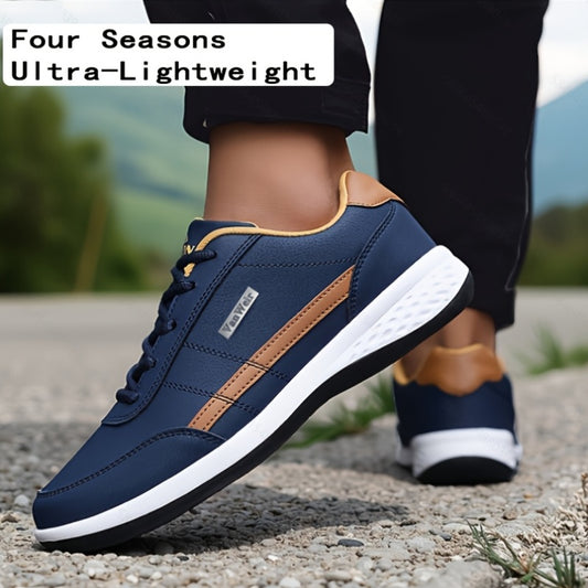 VanWeir Lightweight Men's Shoes • Navy Blue/White • Lace-up Sneakers with MD/TPR Sole • Breathable Fabric Lining for Outdoor, Hiking & Casual Wear