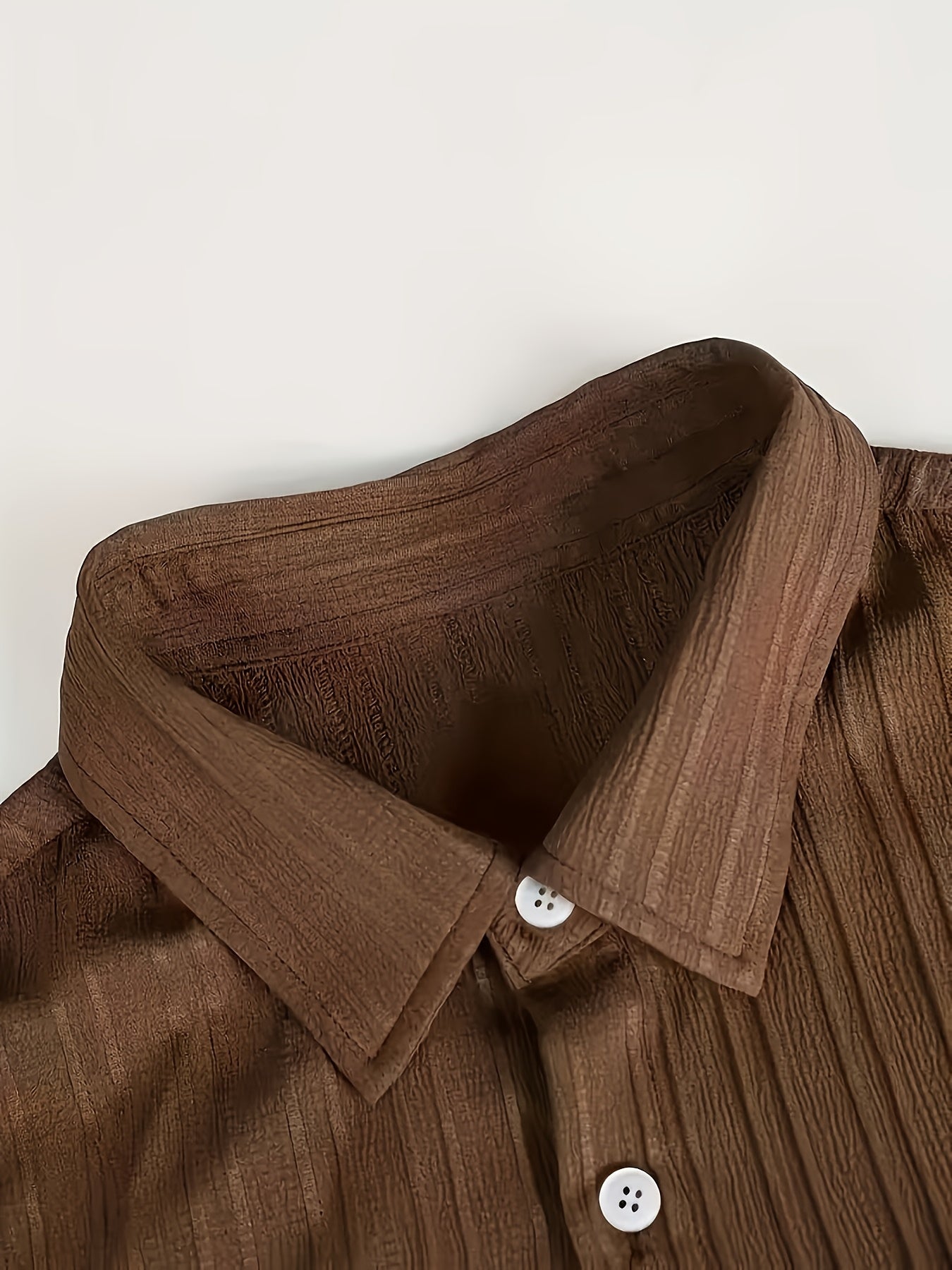 [5pcs Men's casual set] 5pcs Men's casual set | slightly elastic, solid color button up shirt