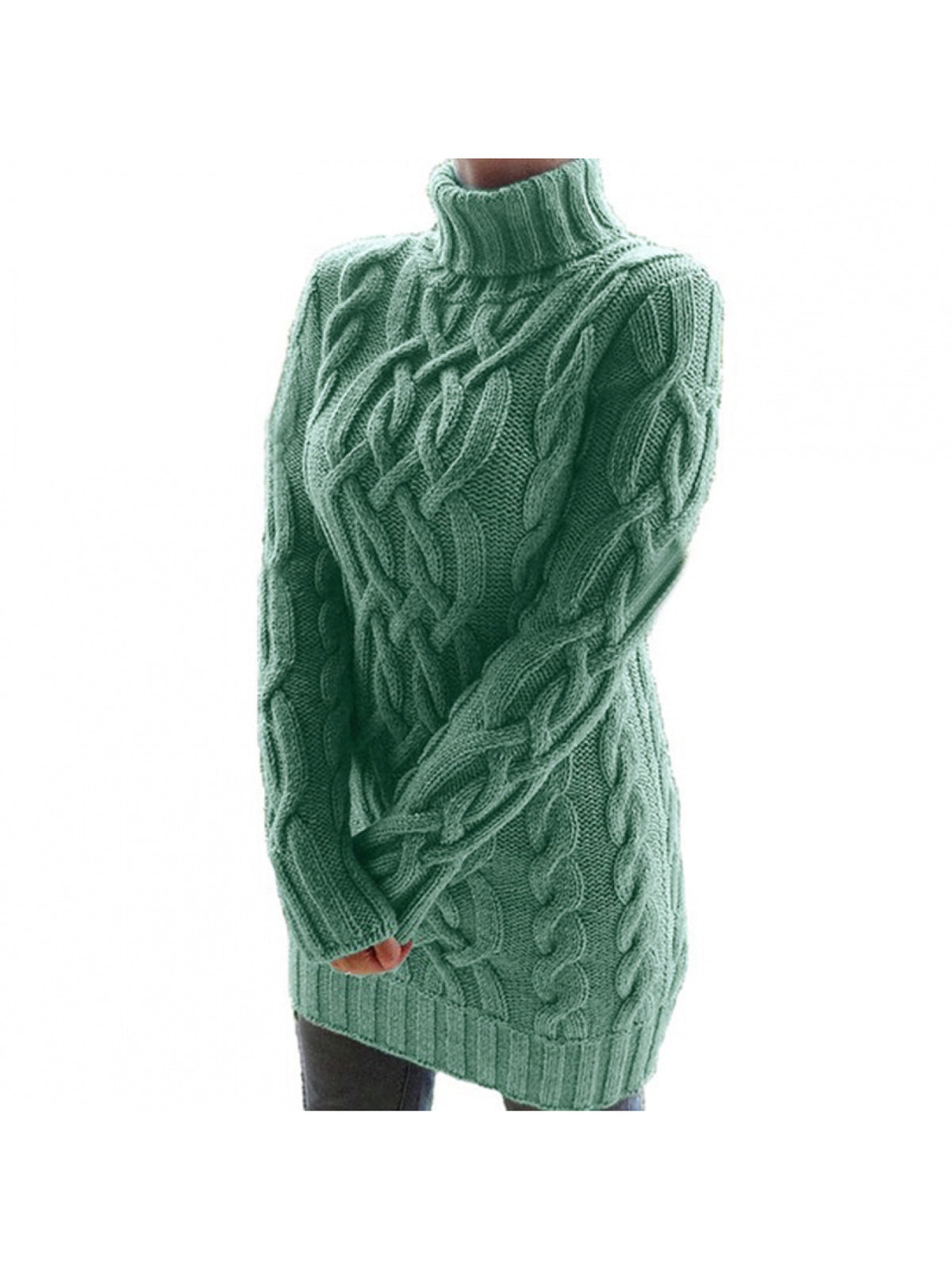 Women'S Retro Thickened Sweater - European & American Style Double Collar Pencil Dress, Solid Color Winter Warmth, Elegant Office & Semi-Formal Attire, Durable Thick Yarn Construction, Comfortable Casual to Professional Outfi