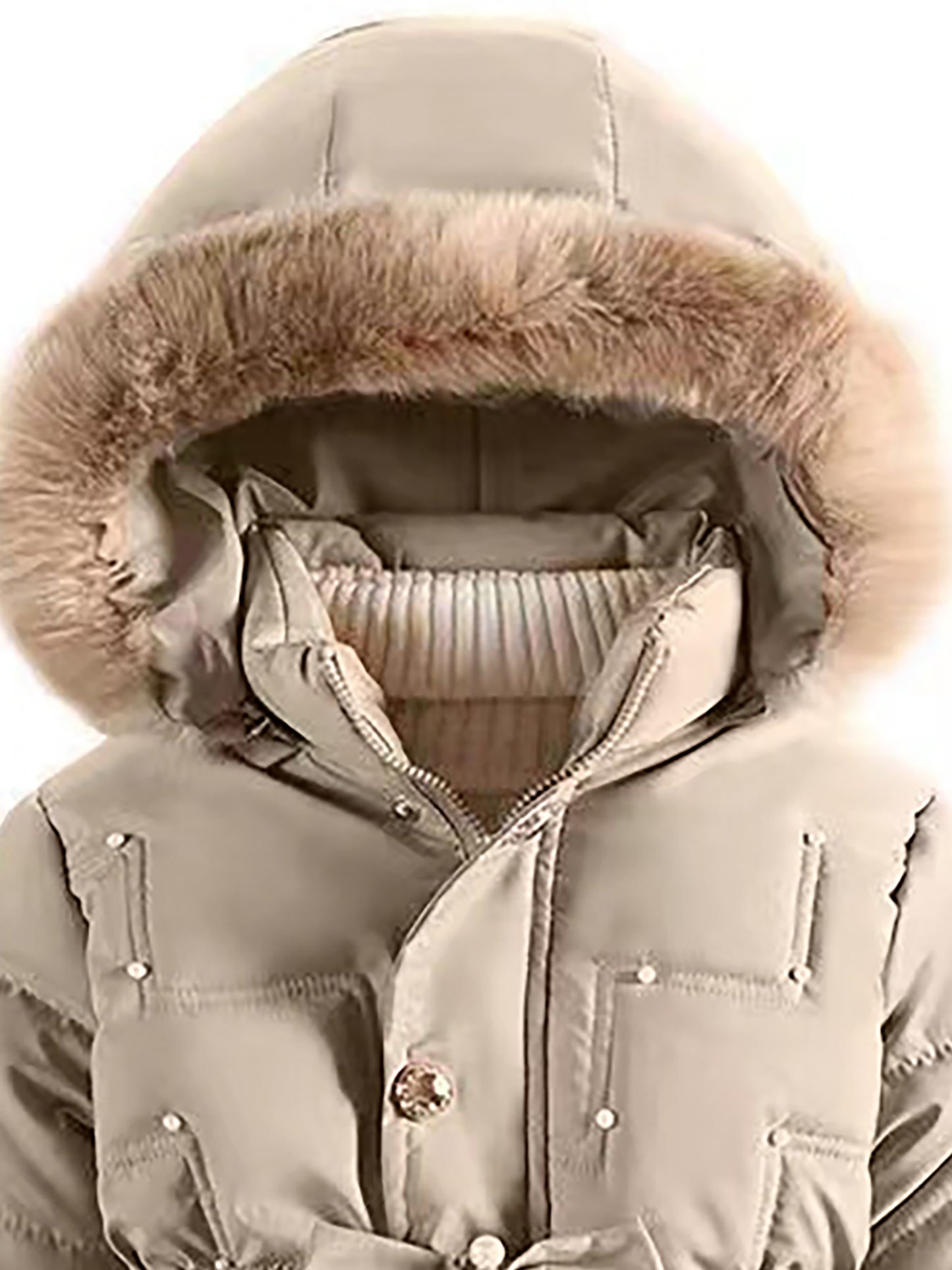 Girls' European & American Style Winter Coat - Thickened Warm Full-Zip Hooded Jacket with Full-Zip Closure, Windproof &, Winter Clothes For Girls
