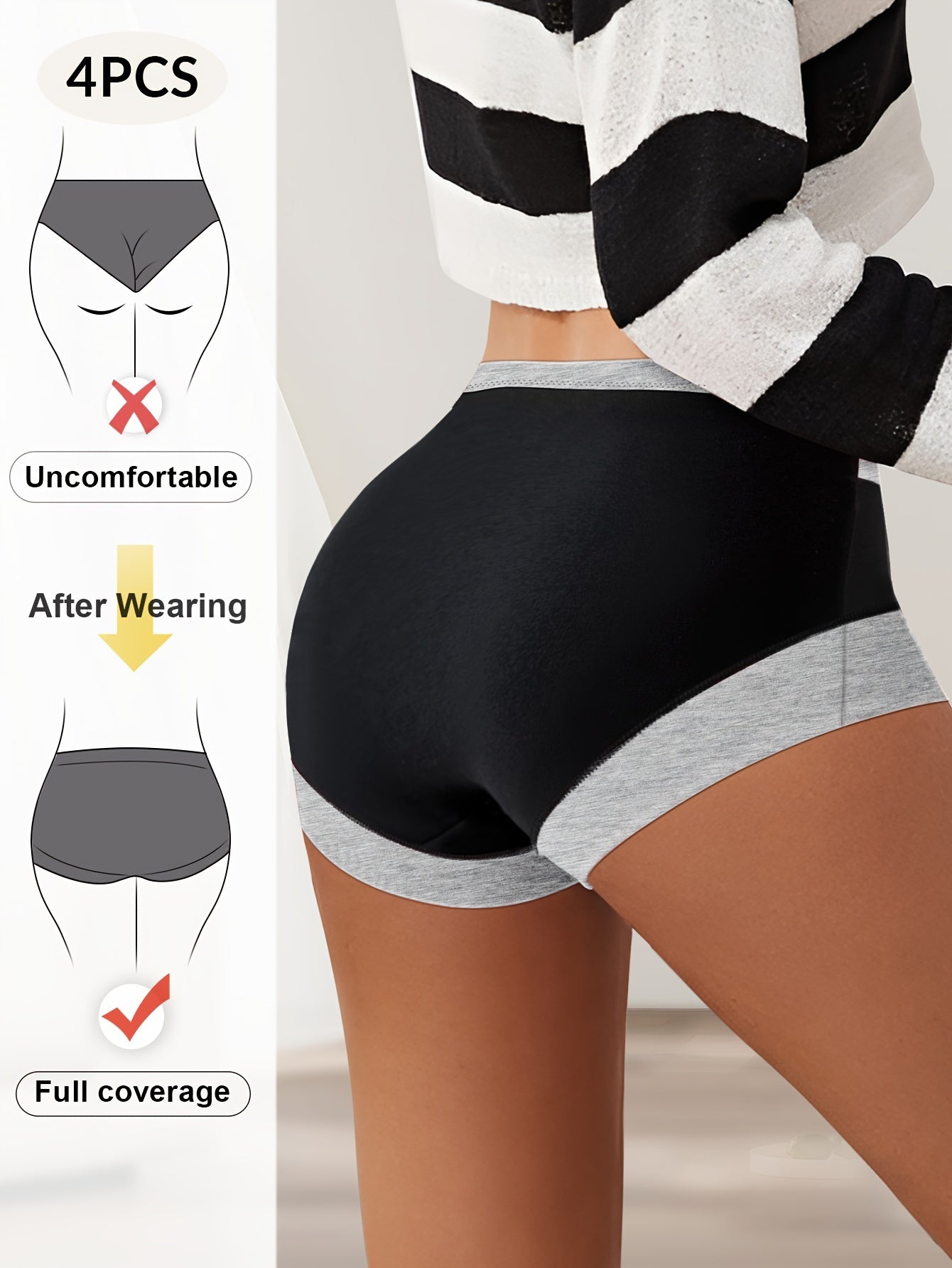 8-Pack Women's High-Waisted Boxer Briefs in 8 Vibrant Colors - Soft & Stretchy Blended Fabric Underwear with Tummy Control, Contrasting Edges, 95% Elastic Fiber, 180 Grams Per Square Meter Breathable Fabric for Everyday Comfo
