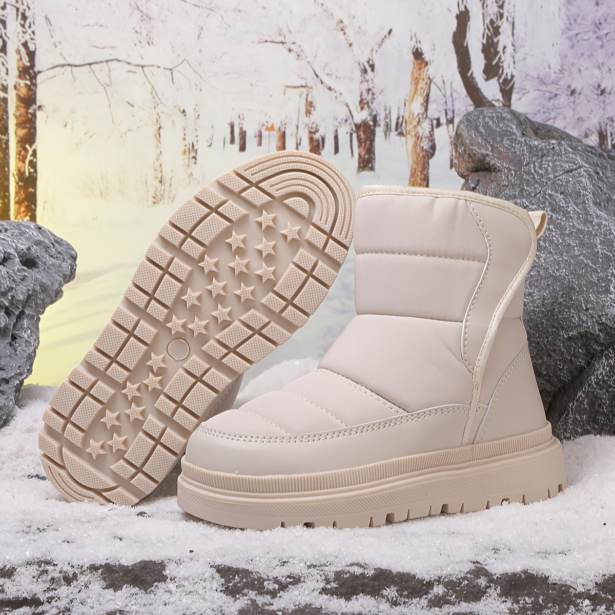 Winter New Arrival Boys and Girls Snow Boots, Thickened Warm Shoes, Medium and Large Kids Thickened -Lined Boots, High-Top Boots for Boys and Girls