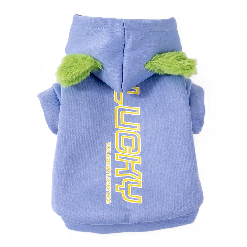 Cozy Winter Dog & Cat Hoodie - Thickened Warm Pullover Sweater for Small to Medium Pets, Soft Blue/Pink/Green Colors, Adjustable Drawstring Hood & Easy Overhead Design, Bichon Frise & Puppy Apparel (Measure Chest & Back Lengt