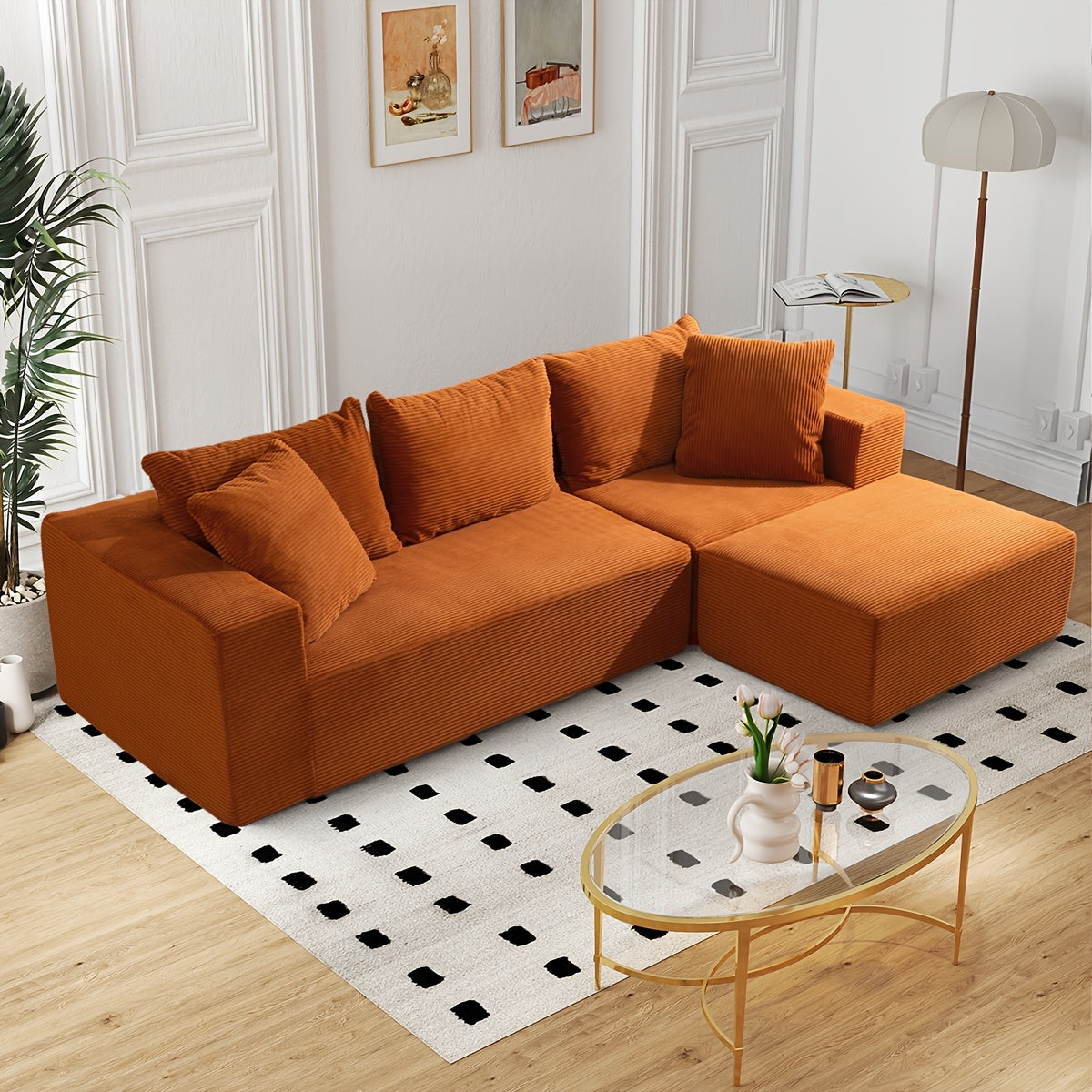 108.1 Inch L-Shaped Cloud Couch Modular Sofa - 2pcs Plush Floor Sofa for Living Room, Bedroom & Game Room | Separatable for Flexible Seating | No Assembly Required | Charcoal Grey, Light Grey, Orange, White, Black