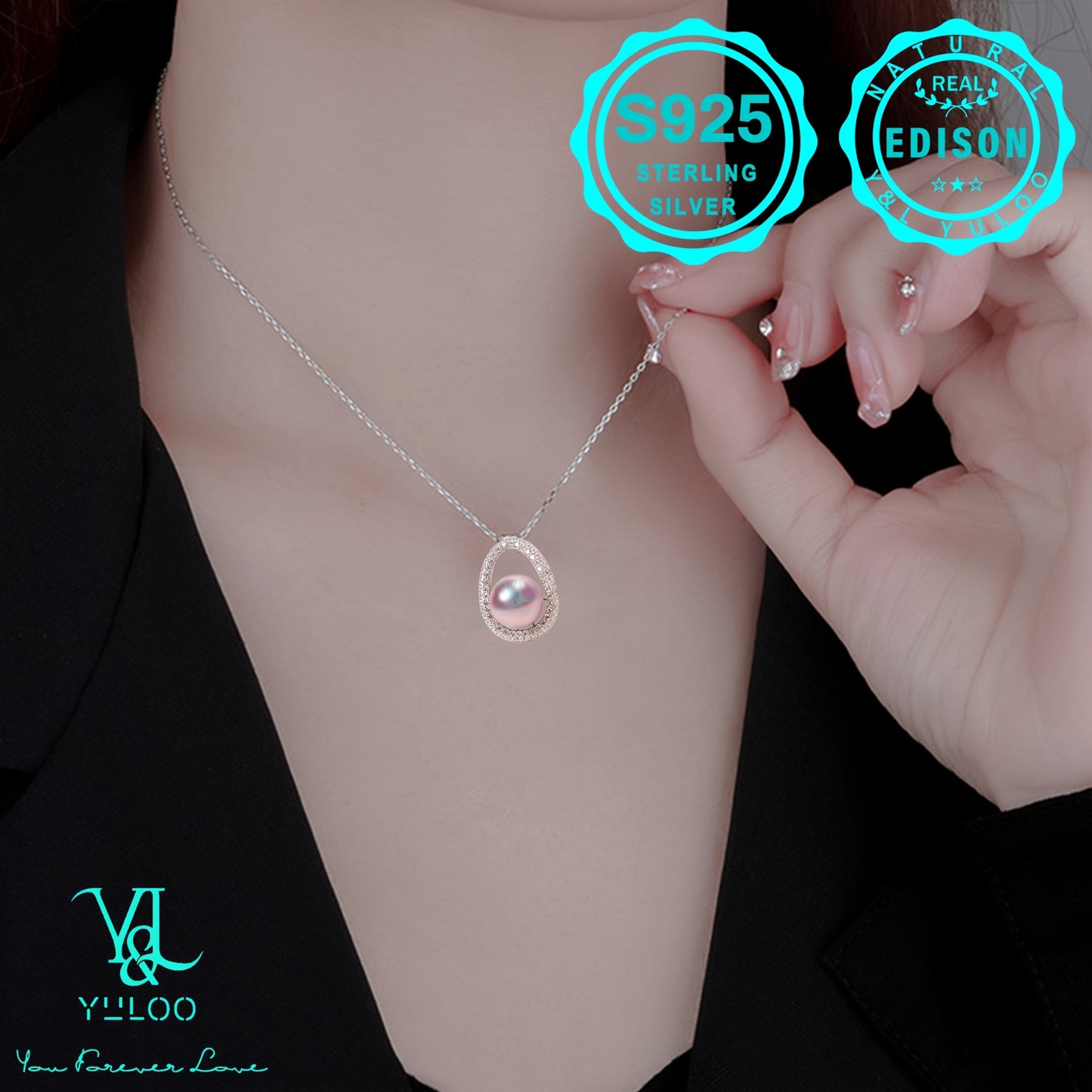 Natural Freshwater Edison Pink and Purple Pearl Pendant, 12-13mm, 5A Grade Synthetic Zirconia, S925 Silver, 1.8g, Free Pair of Pearl Earrings, Women'S Fashion Pendant Necklace