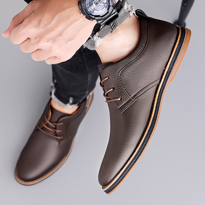 Men'S Low-Top Lace-Up Formal Shoes in British Style, Suitable for Weddings And Casual Parties