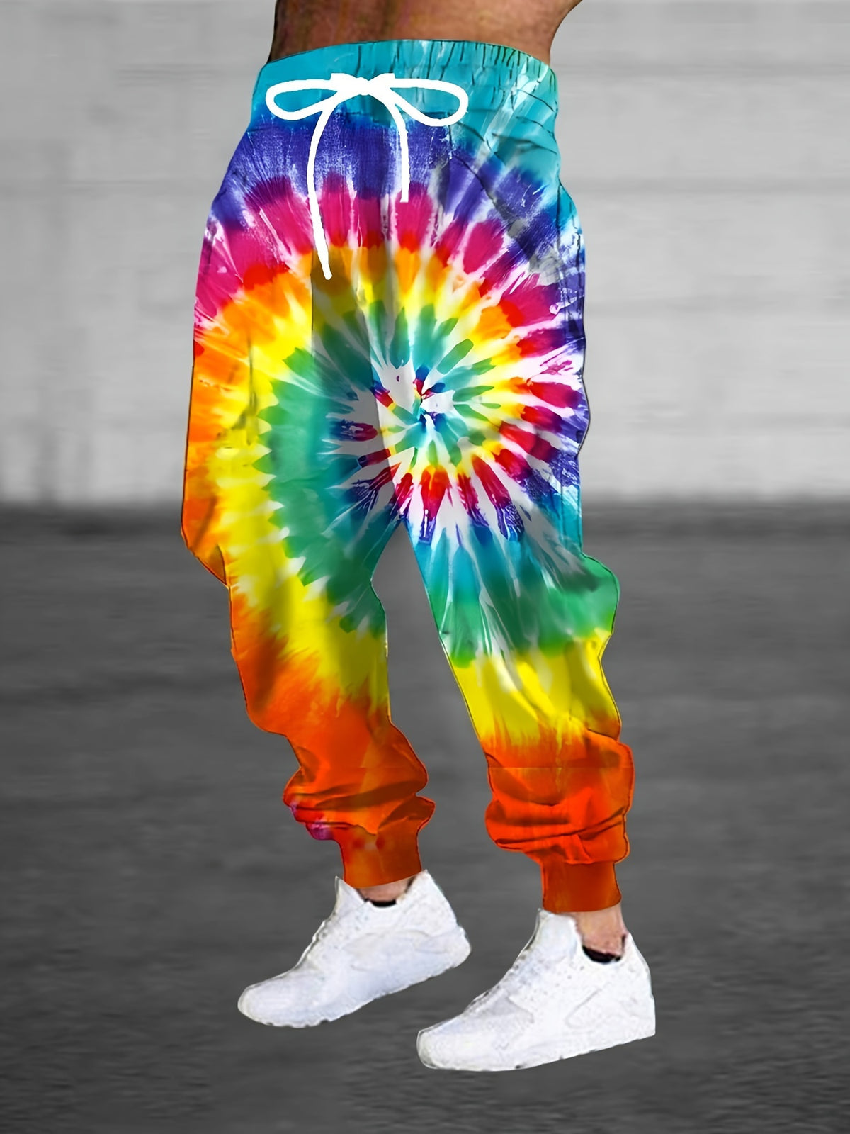 3pcs Men'S Dynamic 3D Tie-Dye Swirl Color Splatter Print Joggers | Regular Fit, Casual Style, Non-Stretch Fabric