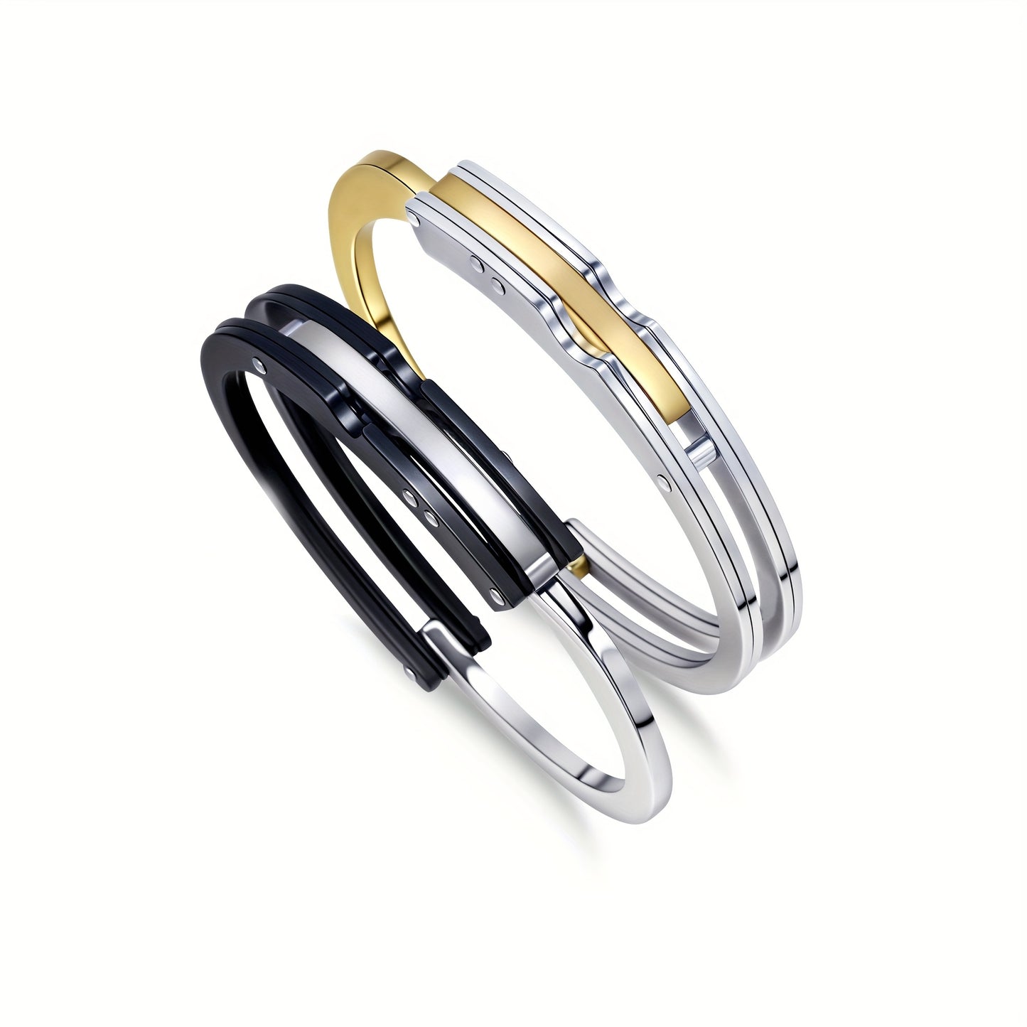 Couples Bracelet Stainless Steel Cuff Bracelet Love Matching Bracelets Gift For Girlfriend Boyfriend Men Women Valentine'S Day, Without Battery