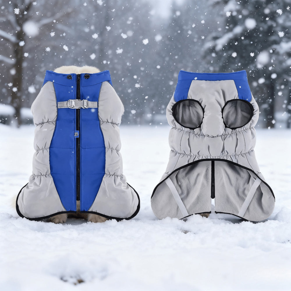 Winter Windproof Dog Jacket with Pit Bulls & Medium/Large Dogs - French Door Zipper Coat, Adjustable Buckle, Machine Washable Warm Outerwear for Outdoor Protection (Suitable for chilly spring & winter)