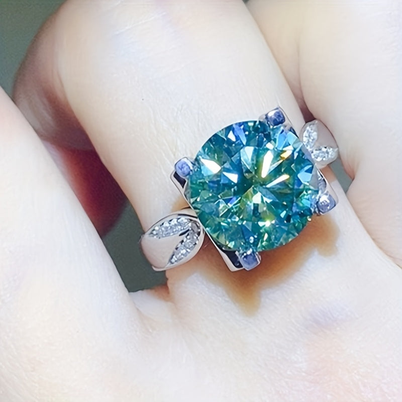 1pc S925 925 Silver Inlaid 5 Carat Moissanite Ring Birthday Party Luxury Gift for Men And Women