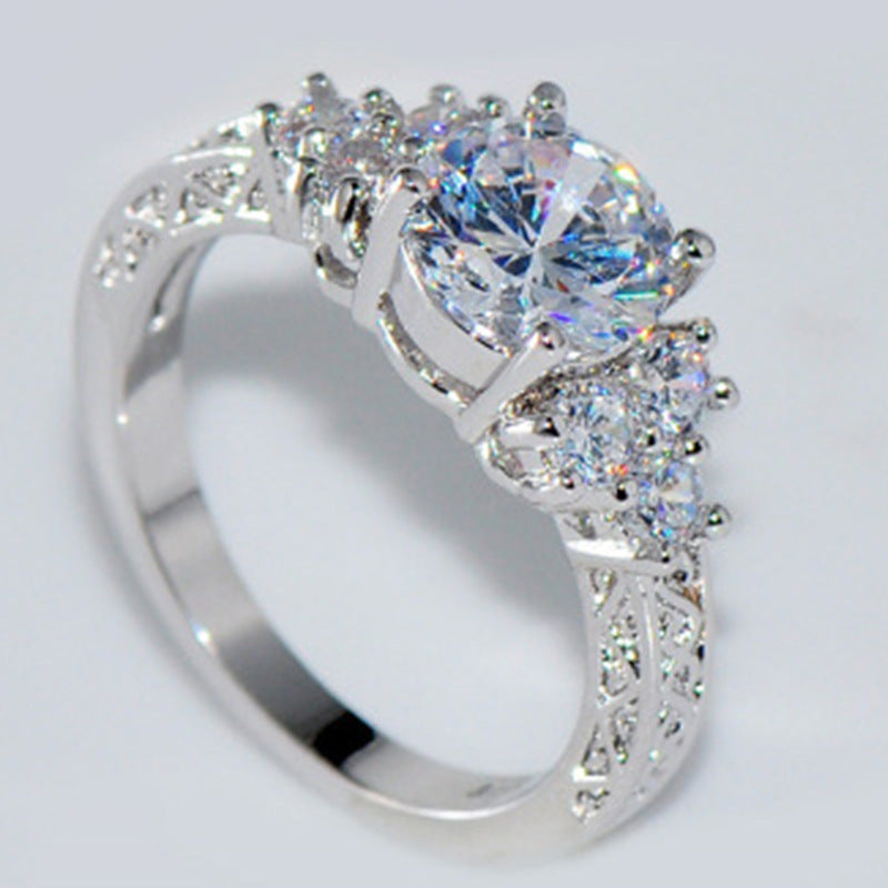 Chenrui Wish Eight Hearts Eight Arrows Lab-Created Ring - Round-Cut Center Stone (Moissanite Alternative) with Marquise & Pave Band, Wedding Engagement Ring for Women, Affordable Luxury Jewelry, Year-Round Wear, Moissanite-Gr