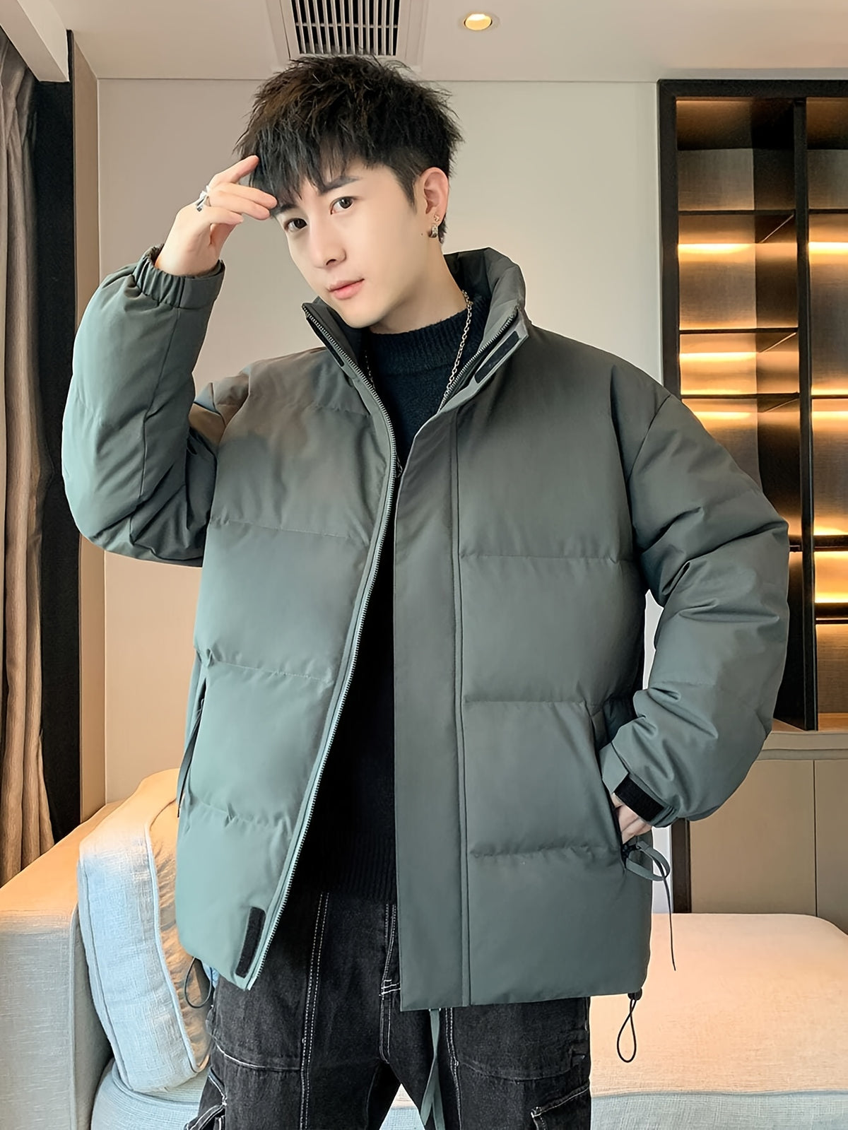 2025 Winter Duck Down Jacket - Heavyweight Insulated Unisex Coat with Stand Collar & Full-Zip Closure, Super Loose Fit, Pink/ Color Options, Duck Down Filling for Cold Weather, Casual & Formal Outerwear (Men'S & Women's) - Id