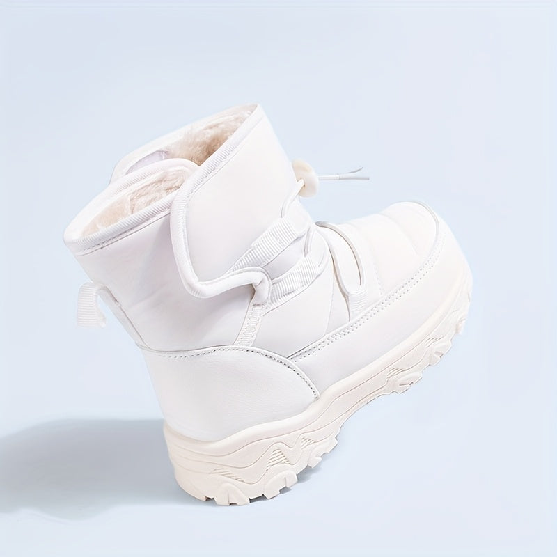 EDUBA Kids' Boys & Girls Winter Snow Boots Short with Thick TPR Sole & - Warm Warm Short Boots for Boys & Girls, Snow Traction, Easy Hook-and-Loop Closure, for outdoor,, Playground ( to Teen) - Durable Winter Footwear