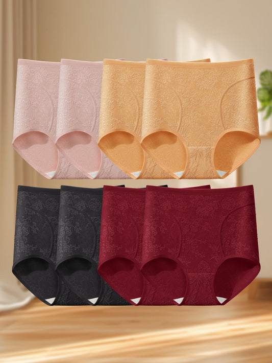 8pcs Women'S High-Waisted Jacquard Triangle Underwear with a High Waist Design. The Style Is Highly Form-Fitting And Closely Adheres to The Body'S Curves, Providing a Comfortable And Non-Restrictive Feeling. It Is Suitable fo
