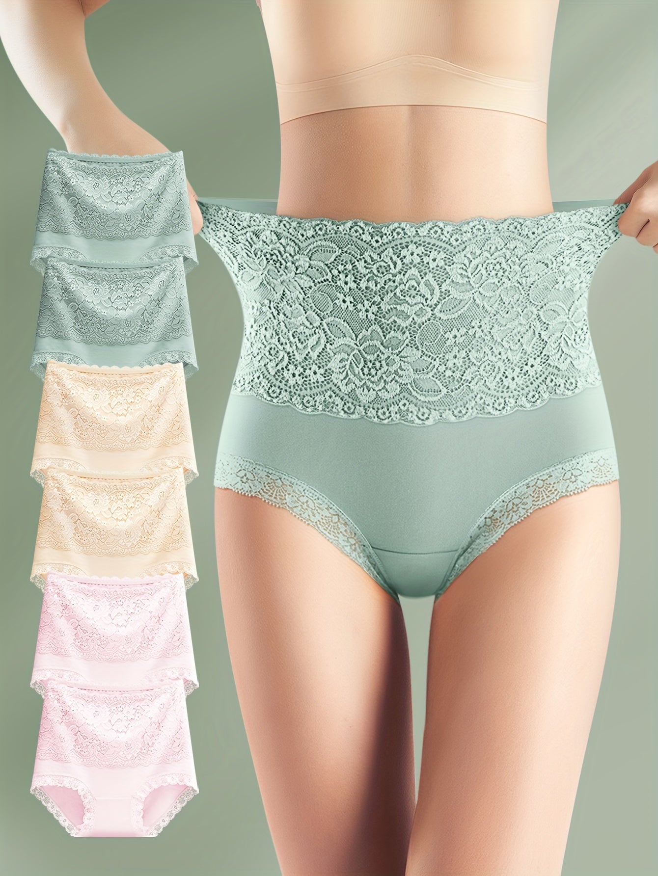 6pcs Jacquard Non Pinch Hip High Waist Everyday Lace Women'S Panties Panties for All Seasons, High Cut Panties for Women, Womens Plus Size Panties, Frilly Panties, Underwear for Women, Satin Panty for Women, Daily Wear Pantie