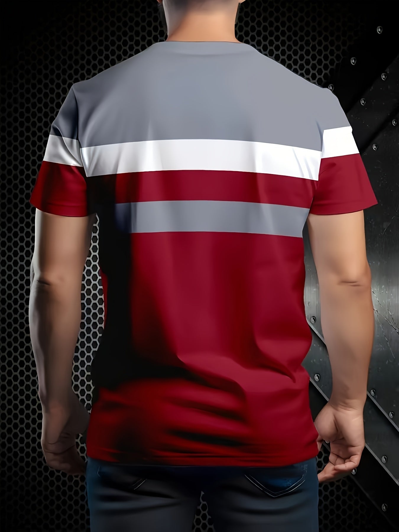 Set of 5 • Stylish 3D Digital Print • Striped Men's T-Shirts
