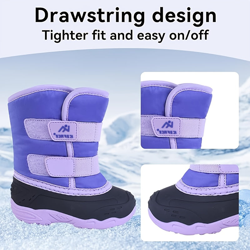 ' Warm Winter Snow Boots with High Quality TPR Anti-Slip Sole, Soft Fabric Upper & EVA Cushioned Insole - Low-Top Ankle Support, Round Toe & Easy Hook-and-Loop Closure for Indoor/Outdoor Play, Hiking, School - All-Terrain Dur