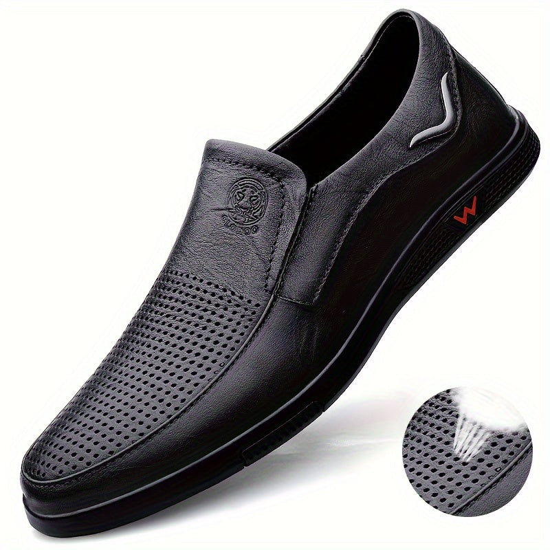 [Men's Business Casual Shoes] CLOHOO Men's Slip-On Loafers | Two-Layer Cowhide Rubber Sole Business Casual Faux Leather Shoes Soft Bottom Comfortable